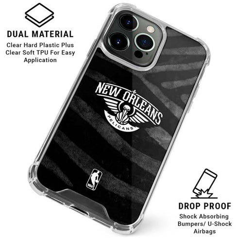 NBA New Orleans Pelicans Black Animal Print iPhone 16 Pro Max Clear Case